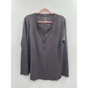 NWT 24/7 Maurices Henley Shirt 0 Gray Long Sleeved Pullover Classic Retro
